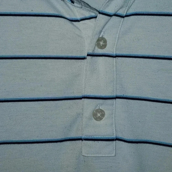 FootJoy FJ Golf Blue Striped Short Sleeve Polo Shirt Men's sz Large with Logo. - Picture 5 of 15